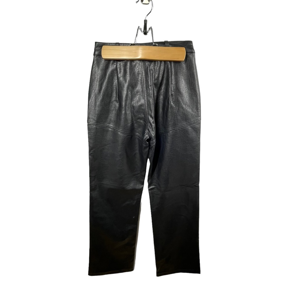 Princess Polly Black Vegan Leather Macey Straight Leg Pants - Picture 4 of 6